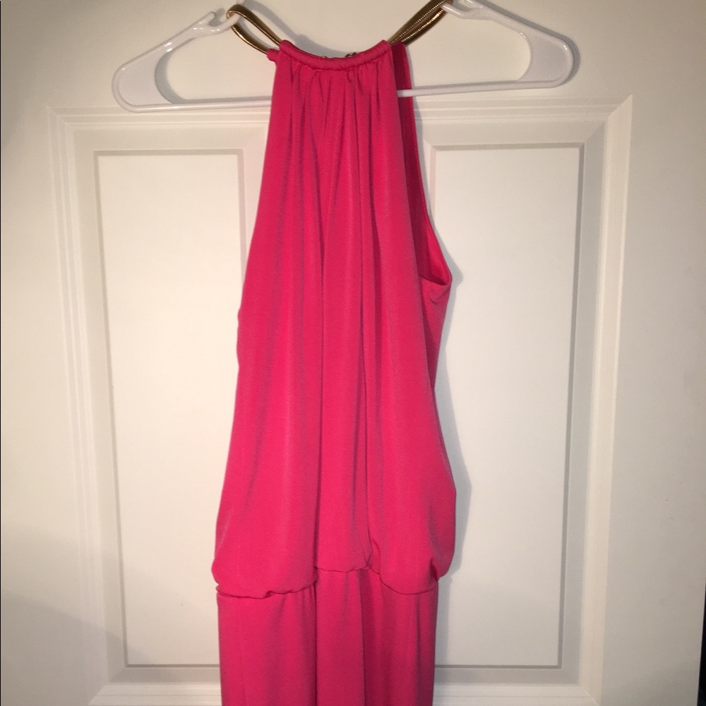 PINK DRESS WITH GOLD CHAIN